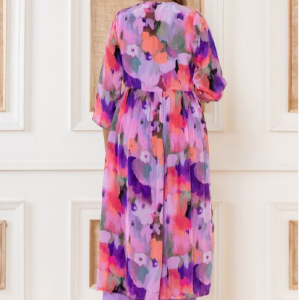 Floral Printed Empire Beads & Stone Muslin Cotton Kurta With Salwar & Dupatta